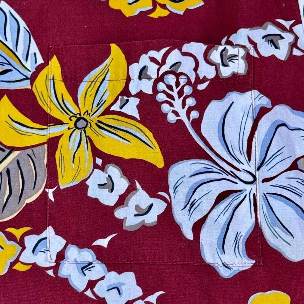 Vintage Hilo‎ Hattie Hawaiian Shirt 3XL Red Floral Aloha Made in USA